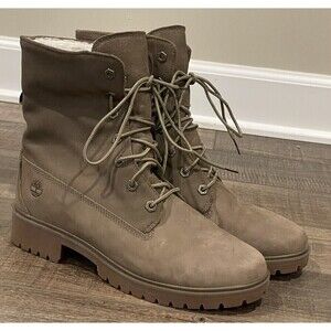 Timberland Jayne Waterproof Teddy Fleece Fold Down Nubuck Boots Women Sz 9.5 EUC